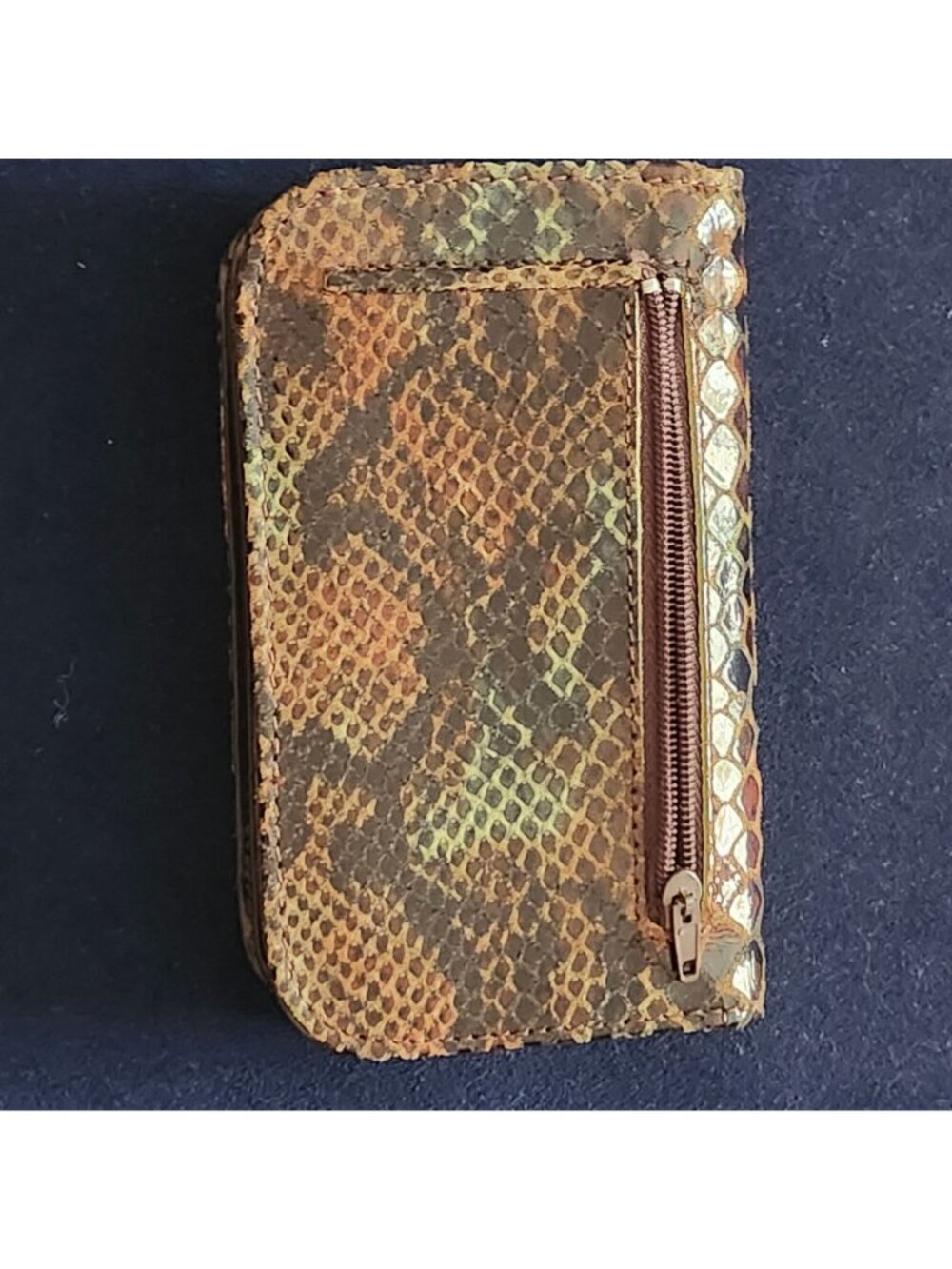 NWT Snakeskin Wallet Sabrina Paris Reptile Leather Brown - Picture 5 of 12